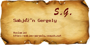 Sabján Gergely névjegykártya